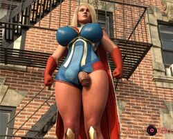 1futa 3d above_view big_breasts big_penis blonde_hair bulge city curved_penis curvy daytime dc dc_comics dceu dickgirl flaccid flaccid_cock flaccid_penis futanari giant_penis hands_clenched huge_breasts huge_cock injustice_2 kara_zor-el ladyabysso leotard muscular outside red_cape red_gloves short_hair supergirl supergirl_(injustice) superhero_costume superheroine