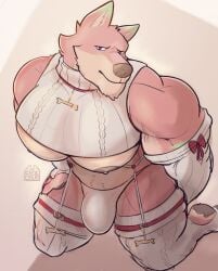 1boy anthro baby_girl babygirl bara bara_tiddies bara_tits big_breasts big_bulge big_chest big_dick big_pecs big_penis bulge busty canid canine crocobu furry huge_breasts huge_bulge huge_chest huge_cock huge_cock huge_pecs kane_(crocobu) male male_only muscular muscular_male solo solo_male wolf