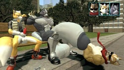 3d 3d_(artwork) anthro big_penis doctormelon fox fox_ear fox_ears fox_humanoid fox_mccloud fox_tail furry furry_ears furry_only furry_tail gay hyper hyper_penis james_mccloud masturbation nintendo penis penis_grab star_fox street sunglasses sunglasses_on_head wolf wolf_ears wolf_o'donnell wolf_tail