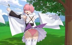 dress_lift panties pantsu pink_eyes pink_hair pink_panties ram_(re:zero) re:zero_kara_hajimeru_isekai_seikatsu wind_lift