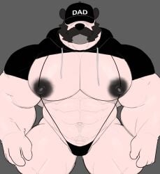 1boy 2024 abs anthro anthro_only bara bara_tiddies bara_tits bara_titties bear beard biceps big_biceps big_pecs black_hat black_nipples cropped_hoodie cuntboy cuntboy_only dilf facial_hair furry gay hat human kemono large_pectorals man_boobs man_breasts man_tits man_titties manboobs mankini mature mature_anthro mature_male milkblend muscular muscular_anthro muscular_arms muscular_legs muscular_male nipples original_character panda panda_ears pecs pink_body pink_fur pom_(milkblend) pubic_hair string_bikini thick thick_legs thick_thighs yaoi