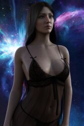 1girls 3d asian_female female female_only hoshi_sato lingerie nightgown see-through solo solo_female space star_trek star_trek_enterprise window