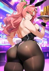 1girls ai_generated artist_upload ass ass_focus big_ass big_breasts bunny_ears bunny_tail dat_ass fat_ass female female_only light-skinned_female nicole_demara pale-skinned_female playboy_bunny solo tagme thick_ass thick_thighs tray zenless_zone_zero