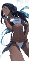 big_ass cleavage dark_skin female female_focus female_only jeonghee1414 large_breasts long_hair nessa_(pokemon) pokemon thick_thighs wide_hips