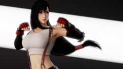 3d adeptusinfinitus armpit belly blender breast clothed female female_only final_fantasy final_fantasy_vii highres large_breasts looking_away solo suspenders tank_top tifa_lockhart