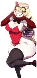 blackwhiplash busty charlie_morningstar_(hazbin_hotel) curvy demon demon_girl edit female hazbin_hotel solo solo_female thick_thighs wide_hips