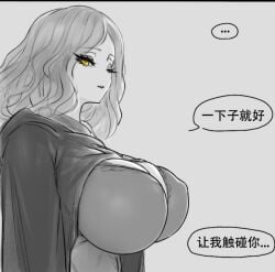 cleavage elden_ring female female_focus female_only fromsoftware huge_breasts melina_(elden_ring) nipple_bulge one_eye_closed