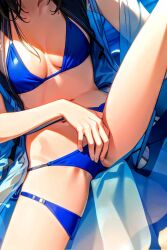1girls 2:3 adult ai_generated artist_request bare_midriff blue_swimsuit breasts character_request cleavage feet_out_of_frame female female_only head_out_of_frame human mature medium_breasts naughty navel seducing seduction seductive solo source_request swimsuit tagme two-piece_swimsuit