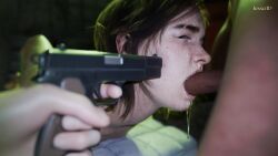 blowjob captured crying defeated drooling ellie_williams fellatio forced forced_oral gun pov rape the_last_of_us the_last_of_us_2 threesome