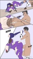 1boy 1girls 9:16 ass big big_ass big_breasts big_penis bodysuit breasts clothed_female_nude_male comic cow_boy defeated defeated_heroine gigantic_breasts grabbing_another's_hair hair_grab interspecies pulling_hair purple_bodysuit purple_hair rape rinko sex sex_from_behind shorter_than_30_seconds standing standing_sex stomach_bulge sword tagme torn_bodysuit torn_clothes vaginal vaginal_penetration vertical_video video