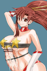 1futa breasts brown_eyes censored cum erect_nipples futa_only futanari happy intersex large_breasts large_penis long_hair looking_at_viewer nipples penis red_hair smile solo solo_futa space_yoko star star_pasties tagme tengen_toppa_gurren_lagann yoko_littner