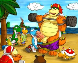 bowser goomba hammer_bros. koopa koopa_troopa male male_only mario_(series) multiple_males nintendo smooth_skin spiny super_mario_bros. tagme truce yaoi yoshi