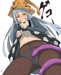 1girls artist_request black_eyes blue_hair blush dress dress_lift eruka_frog from_below hat long_hair navel panties panties_under_pantyhose pantyhose snake soul_eater standing tagme tears upskirt white_panties witch_hat