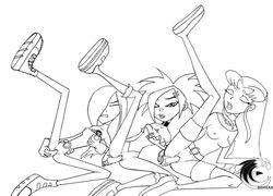 3girls argent_(dc) black_and_white dc_comics female female_only monochrome multiple_girls starfire straight_hair tamaranean teen_titans terra terra_(dc) threesome