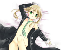 clothing female female_only flat_chest maka_albarn momoyama_nozomu open_clothes open_robe solo soul_eater