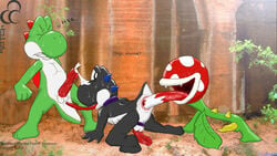 color dendrophilia interspecies male male_only mario_(series) multiple_males nintendo piranha_plant satch smooth_skin yaoi yoshi