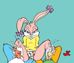 anthro babs_bunny buster_bunny duck female fur furry jk male mammal plucky_duck rabbit straight tiny_toon_adventures uncensored