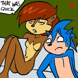 1boy 1girls archie_comics blue_fur furry hedgehog hellstroem mammal mobian_(species) sally_acorn sega sonic_(series) sonic_satam sonic_the_hedgehog sonic_the_hedgehog_(archie) sonic_the_hedgehog_(comics) sonic_the_hedgehog_(series) straight_hair