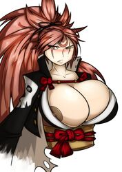 1girls baiken big_breasts breasts exposed_nipples female female_only guilty_gear huge_breasts large_breasts nipples red_hair sexualyeti solo