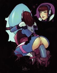 1girls ass big_ass blizzard_entertainment brown_hair clothing d.va devil_hs dildo dildo_saddle dildo_sitting female female_only hair heart masturbation overwatch penetration pussy riding sex_toy solo vaginal_masturbation vaginal_penetration video_games