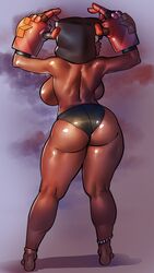 1girls alien alien_girl ankle_bracelet ass backboob backview big_ass big_breasts bikini_bottom breasts cartoon_network dark-skinned_female dark_skin female female_only garnet_(steven_universe) gem_(species) gem_fusion gloves large_breasts oversized_gloves ph rear_view sci-fi science_fiction scifi solo solo_female steven_universe sunglasses topless