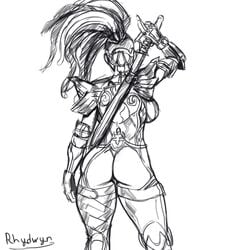 artist_name artist_signature ass black_and_white bodysuit dreadlocks master_raven pixiv rhydwyn sketch skin_tight sword tekken tekken_7 video_games