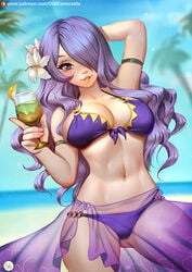 1girls bikini breasts camilla_(fire_emblem) camilla_(summer)_(fire_emblem) cleavage didi_esmeralda female female_only fire_emblem fire_emblem_fates fire_emblem_heroes hair_over_one_eye looking_at_viewer nintendo solo