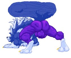 2019 4_toes 5_fingers abs all_fours animated anthro ass backsack balls biceps big_butt blue_fur blue_skin bouncing_balls bulge canid canine canis capcom clothing darkstalkers digital_media_(artwork) fingers fur gallon gif gloves_(marking) hungothenomster jon_talbain leg_markings male male_only mammal mane markings multicolored_fur multicolored_skin muscular muscular_male muscular_thighs pecs pixel_art socks_(marking) solo sprite tailwag tight_clothing toes transparent_background two_tone_fur two_tone_skin vampire_savior video_games were werecanid werecanine werewolf white_fur white_skin wolf