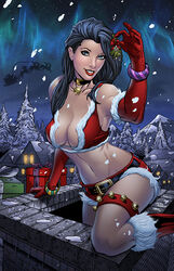 1girls alternate_costume aspen_matthews aspen_mlt bell_collar big_breasts black_hair blue_(species) blue_eyes boots bra bracelet breasts busty chimney christmas christmas_decorations christmas_outfit christmas_present cleavage collar fathom female female_only fur_trim gloves hot_pants human large_breasts leg_band lipstick long_hair mike_debalfo mistletoe multiple_artists necklace panties pinup presents red_boots red_bra red_gloves red_lips red_lipstick red_panties sean_ellery short_shorts shorts smile smiling solo tom_schloendorn