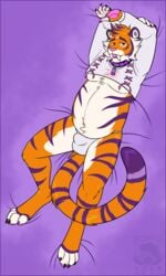 0600hours 2019 absurd_res bulge clothing collar felid hi_res male male_only mammal pantherine simple_background skdaffle slightly_chubby solo tiger underwear