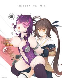 1futa 1girls ahe_gao areolae battle_rifle black_legwear bottomless_skirt breasts brown_hair cross_section cum cum_drip cum_in_pussy cum_in_uterus cum_inside cumshot curvy damage_numbers ejaculation empty_eyes erect_nipples erection erection_under_clothes erection_under_skirt eyebrows_visible_through_hair female female_penetrated femsub futa_on_female futadom futanari futanari_penetrating girls'_frontline gun highres internal_cumshot intersex kim_da-yoon large_breasts long_hair long_sleeves lost_clothes m14 m14_(girls'_frontline) navel nipples open_mouth penis penis_out penis_under_clothes penis_under_skirt philipposter purple-tinted_eyewear purple_hair pussy restrained rifle ripper_(girls'_frontline) rolling_eyes sangvis_ferri sex sex_from_behind skirt skirt_lift spoken_skull spread_legs thighhighs tinted_eyewear tongue tongue_out twintails uterus vaginal_penetration visor visor_(eyewear) weapon white_background x-ray yellow_eyes