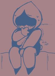 blush bodily_fluids bulge clothing deltarune digital_media_(artwork) lancer_(deltarune) male rubbing simple_background sketch solo sweat video_games young