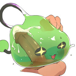 1:1 :3 ambiguous_gender balls blush bodily_fluids cum cum_in_goo cum_in_slime cum_inside disembodied_penis faceless_male genital_fluids goo_creature hi_res human humanoid_penis male male/ambiguous mammal maplestory open_mouth penis rinrin_(pixiv) slime slime_penetrated star_eyes sweat