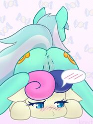 anus bonbon_(mlp) equid equine female feral friendship_is_magic kirinit lyra_heartstrings_(mlp) lyrabon mammal my_little_pony pussy