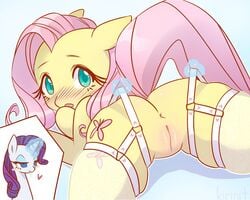 2019 5:4 anus ass blue_background blue_eyes blush bodily_fluids cleft_of_venus clothing cutie_mark drooling duo embarrassed equid equine eyelashes female female/female feral flarity fluttershy_(mlp) friendship_is_magic fur garter_straps hair half-closed_eyes heart horn horse kirinit legwear long_hair looking_at_viewer looking_back lying magic mammal my_little_pony on_front open_mouth pink_hair plump_labia pony purple_hair pussy raised_tail rarity_(mlp) saliva see-through see-through_clothing see-through_legwear simple_background smile stockings thigh_highs unicorn white_fur yellow_fur yuri