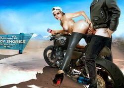 1boy 1boy1girl 1girls anus areolae ass backwards_baseball_cap blonde_hair breasts cara_delevingne clothing cum cum_in_pussy cum_inside duo faceless_male female grand_theft_auto grand_theft_auto_v hair high_heels human human_only male motorcycle negisaray nipples pants pants_down penetration penis platform_heels popsicle pussy realistic sex straight vaginal_penetration