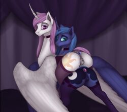 2019 alicorn anal anal_sex anus ass buttplug cutie_mark dock duo equid equine female feral friendship_is_magic ghost3280 hair hi_res horn inside looking_at_viewer looking_back mammal my_little_pony penetration presenting presenting_hindquarters presenting_pussy princess_celestia_(mlp) princess_luna_(mlp) pussy sex_toy wings