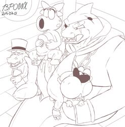 anthro birdo black_and_white boshi bpq00x croco crocodile english_text erection foursome jonathan_jones male male/male males_only mario_(series) penis shark solo super_mario_rpg yoshi