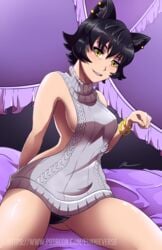 2019 black_hair cat_ears eunnie kali_belladonna milf rooster_teeth rwby virgin_killer_sweater