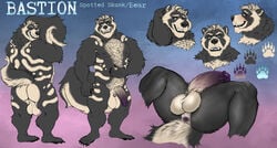 armpit_hair bastion chumbasket hi_res male male_only mammal mephitid model_sheet polar_bear purple_bits skunk solo_male spotted_skunk ursid ursine