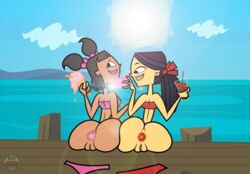 1girls 2girls accurate_art_style anal_penetration ass ass_to_ass big_ass bikini bikini_bottom_removed bimbo bubble_butt buttplug cartoon_network dark-skinned_female dark_skin elinor_the_witch ellissummer hornyhobbit jewel_buttplug jeweled_buttplug katie_(tdi) kitty_(tdi) mother-of-trolls multiple_girls princess_plug pussy selfie teenager the_ridonculous_race thick_thighs total_drama_island wide_hips