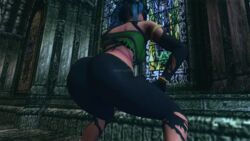 3d absurd_res animated ass ass_focus back_view big_ass bouncing_ass choker female from_behind gif gloves highres kishi shaking_butt short_hair solo soul_calibur soul_calibur_vi tira tira_(soulcalibur) torn_clothes twerking