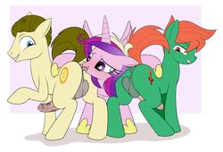 alicorn anal animal_genitalia animal_penis anus ass balls bite biting_lip biting_own_lip blue_eyes blush brown_hair cutie_mark digital_media_(artwork) earth_pony enookie equid equine equine_penis erection fan_character female feral friendship_is_magic fur green_fur group hair hi_res horn horse horsecock looking_at_viewer male mammal multicolored_hair my_little_pony oral penis pony princess_cadance_(mlp) purple_eyes purple_hair quadriped red_eyes red_hair rimming self_bite sex simple_background smile straight tan_fur tongue tongue_out wings