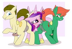 alicorn anal animal_genitalia animal_penis anus ass balls bite biting_lip biting_own_lip blue_eyes blush brown_hair cutie_mark digital_media_(artwork) earth_pony enookie equid equine equine_penis erection fan_character female feral friendship_is_magic fur green_fur group hair hi_res horn horse horsecock looking_at_viewer male mammal multicolored_hair my_little_pony oral penis pony princess_cadance_(mlp) purple_eyes purple_hair quadriped red_eyes red_hair rimming self_bite sex simple_background smile straight tan_fur tongue tongue_out wings