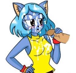 angel_de_la_verdad banjojiggy blue_hair blue_skin cum cum_in_mouth female furry penis