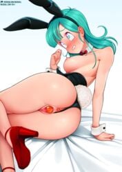 1girls ahe_gao anal_insertion anal_object_insertion anus areolae ass bare_legs blue_eyes blue_hair blush bottoms_aside bowtie breasts bulma bulma_(bunny) bulma_briefs bunny_ears bunny_girl bunny_tail bunnysuit clenched_teeth detached_collar dragon_ball dragon_ball_(classic) dragon_ball_in_anus dragon_ball_in_vagina dragon_ball_insertion exposed_breasts female female_only gradient_background heart-shaped_pupils high_heels legs neocoill nipples object_insertion pussy pussy_juice rolling_eyes solo tagme teal_hair teenage_bulma teenage_girl teenager uncensor_request vaginal_insertion vaginal_object_insertion wrist_cuffs