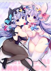 2girls ass breasts bunny_ear cute female happy legs_up looking_at_viewer looking_forward multiple_girls patchouli_knowledge thick_ass thick_thighs touhou