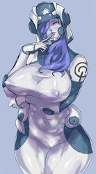 1girls abs alien alternate_breast_size arm_under_breasts big_ass blue_eyes blue_hair bodysuit breasts cameltoe erect_nipples erect_nipples_under_clothes eye_contact female gloves hair_over_one_eye half-closed_eyes helmet huge_breasts human human_only large_ass large_breasts lips looking_at_viewer muscular_female naughty_face nintendo nipples plump pokemon pokemon_sm pose purple_background purple_hair seductive skin_tight soliera_(pokemon) solo source_request thick_thighs thighs ultra_recon_squad uya_(yurukah) voluptuous wide_hips