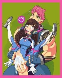 1futa 1girls 2d ahe_gao ahegao big_dom_small_sub big_penis blizzard_entertainment bulge clothed clothed_sex cum cum_in_pussy cum_inside d.va deep_penetration female fucked_silly futa_on_female futanari heart huge_cock interracial intersex larger_futanari looking_pleasured muscular muscular_futanari overwatch partially_clothed pink_hair pleasure_face short_hair size_difference smaller_female standing stomach_bulge tongue tongue_out vaginal_penetration veiny_penis vivid_daze zarya