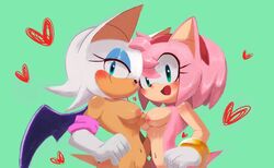 amy_rose anthro breasts furry heart nude rouge_the_bat sonic_(series) vemm00 wings